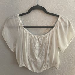 White Charlotte Russe crop top on or off the shoulder Size S