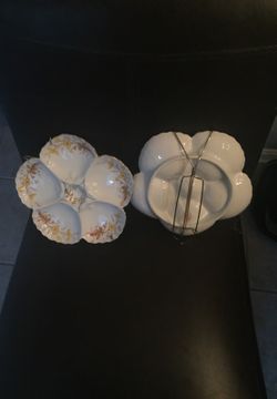 2 antique gold trimmed food plates