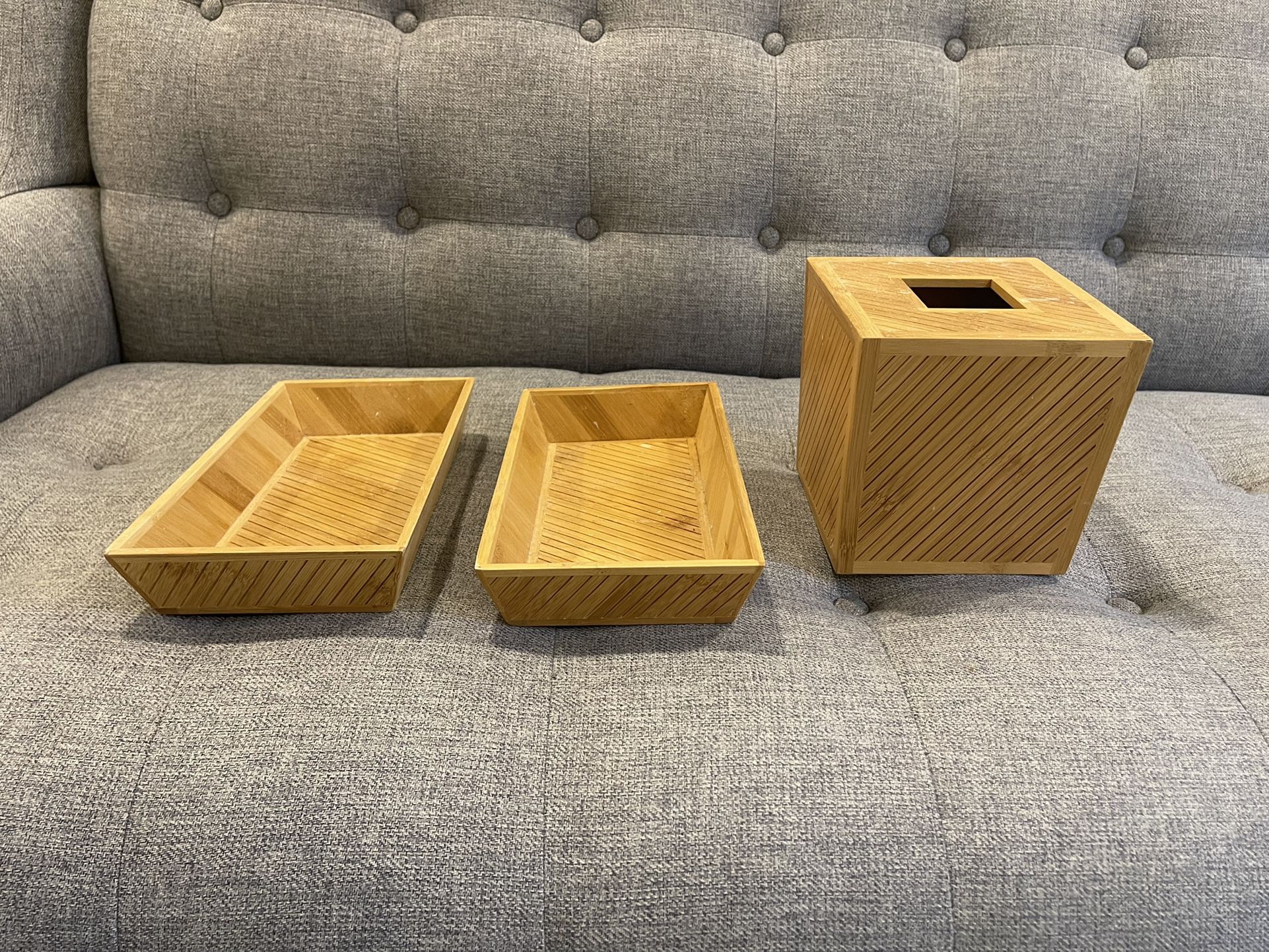 Bamboo Spa Trays And Tissue Box Cover