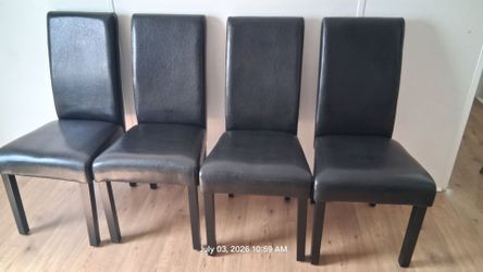 Black Faux Leather Dining Chairs Set of 4