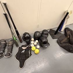 T-Ball / Youth Baseball Gear Lot - Bats, Helmets, Catcher’s Gear, Balls - $50 OBO