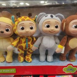 Cocomelon Little Plush Set JJ Leon, Monkey, Giraffe,  Koala Animals 8"