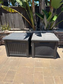 2 square storage containers outdoor