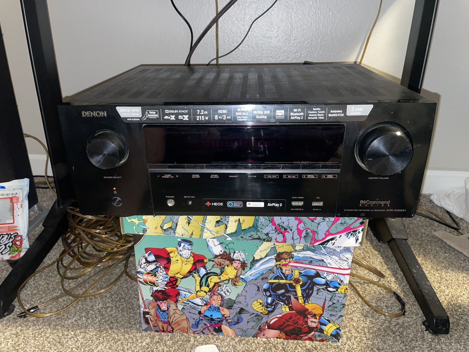 Denon Bluetooth AVR X3500H 7.2 Channel Receiver WI-FI Heos Apple Airplay 2 Phono Dolby Atmos Remote Microphone