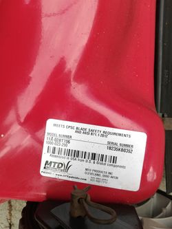 MTD 20" Cutting width sidew Discharge Briggs Stratton 300e series 125cc