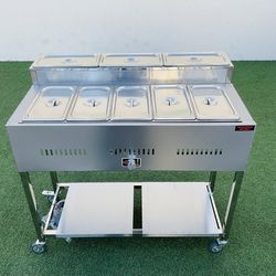 Steamer Cart Outdoor Propane Includes 5 1/3 Trays For Steamer Section & Additional 3 Trays Firm Prices New 