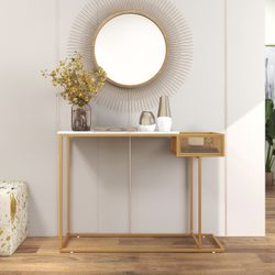 Narrow imitation marble table