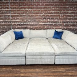Delivery Available (OpenBox) thomasville tisdale light gray sectional sofa couch