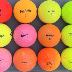 1 Dozen Color Mix Golf Balls, Good Clean Condition