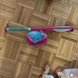 Baseball Girls Bat With Glove 