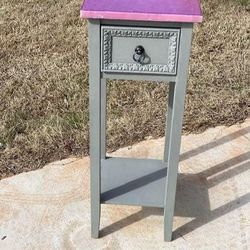 Small pink epoxy top side table end table accent table 27”H x 10.5”L x 10.5”W
