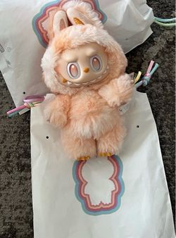 Peach Fluffy Monster la bubu Toy Plush Figure