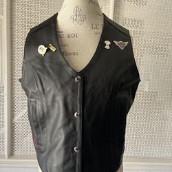 Women’s Power Trip Black Leather Motorcycle  Vest