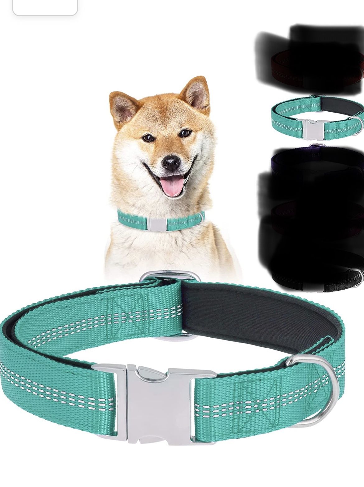Reflective Dog Collar for Small and Medium  Dogs with Metal Buckle, Nylon Soft Neoprene Padded Collars for Boys and Girls Dogs Pets Puppy with Heavy 