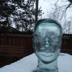 Vtg (1970's) Heavy Glass Mannequin Head Display