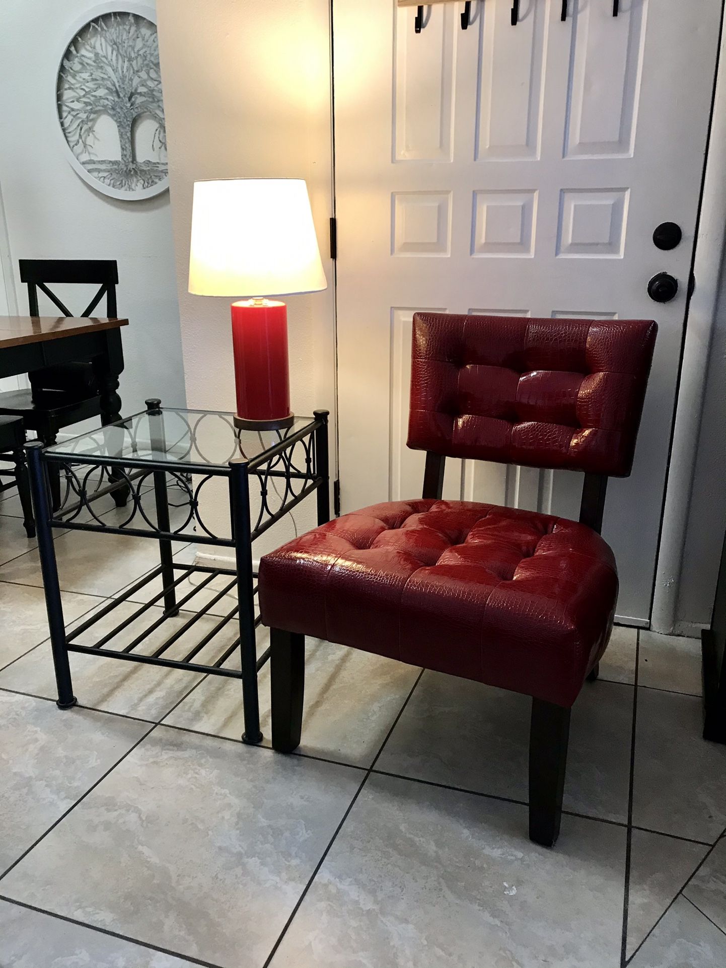 Accent Chair, Table, Lamp