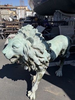 Large Bronze Lion Sculpture Statue 4’2” x 5’2”