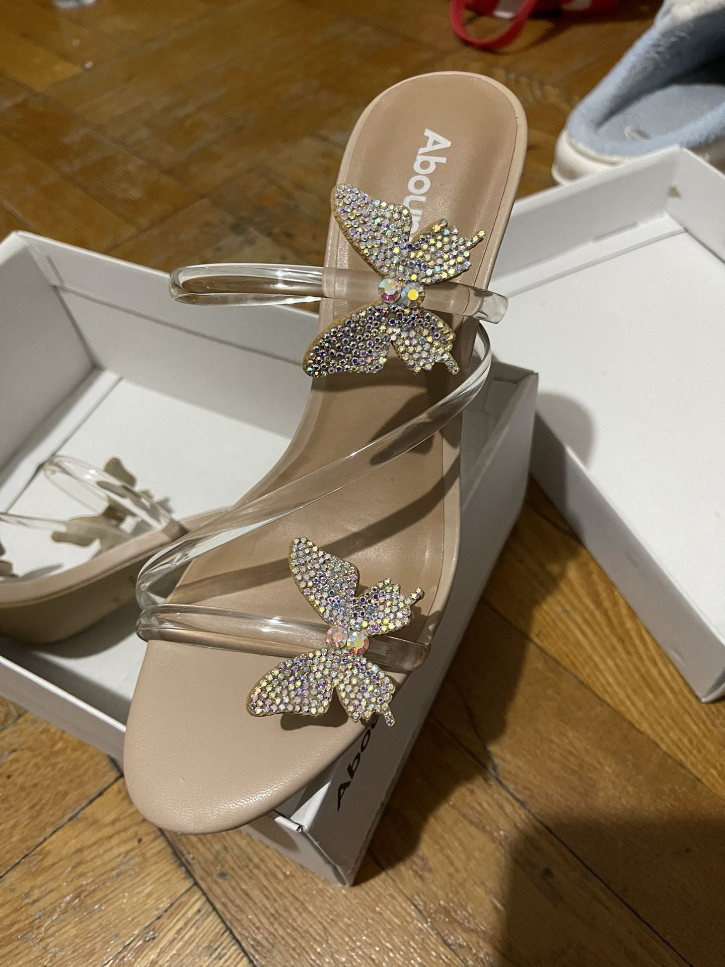 Abound Kimora Clear Strap Sandal with Crystal Butterfly Accents, 8.5