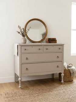 Refinished Antique Farmhouse Style Solid Wood 4 Drawer Dresser