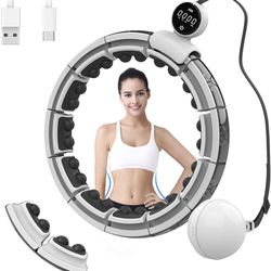 Smart Fitness Hoop, USB Charging, Electronic Counting Screen,16 Segments Adjustable Hoola Hoop with Weight and Counter Beginners Hoola Hoop for Weight