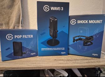 Elgato Wave 3 USB-C Cardioid Condenser Microphone With Pop Filter & Shock Mount