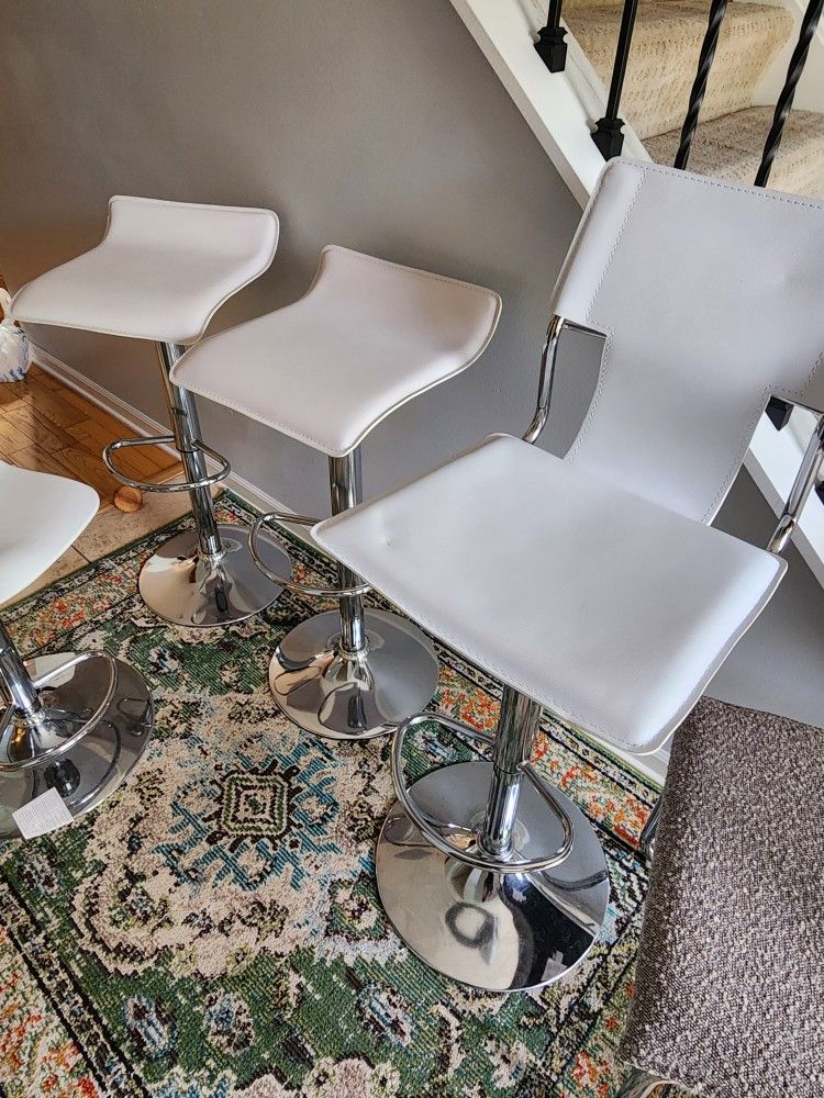 3 White Later Bar Stool New 