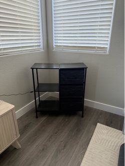 3-Drawer Storage Organizer Shelf Unit – Black Wood & Metal