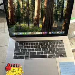 MacBook Pro 2018 15” Touch Bar Retina Intel Quad-Core i7@ 2.6 GHz,16gb Ram, 500GB SSD, Radeon Pro 560X 4GB Graphics, macOS Sonoma . $99 worth Microsof