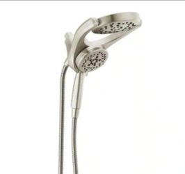 Delta HydroRain Two-in-One 4-Spray Patterns 6 in. Wall Mount Dual Shower Heads with MagnaTite in SpotShield Brushed Nickel
