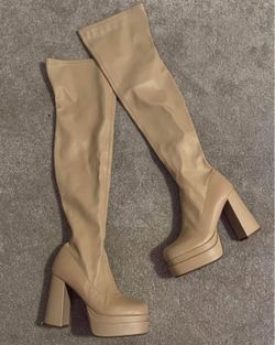 Brown Over The Knee Platform Boots