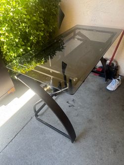 Glass top desk w/ keyboard table OBO
