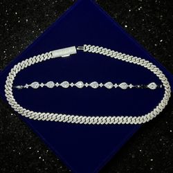 10’mm 20 Inch 925 Silver Vvs Moissanite Cuban Link Chain
