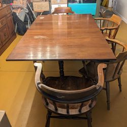 Cherry Wood Table And  4 Captain's Chairs