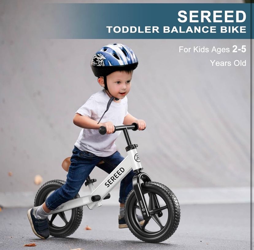 SEREED Toddler Balance Bike 2 Year Old, No Pedal Kids Toy Bike for 2-5 Years Old, Tool-Free Adjustment, Gift for 2-3 Boys Girls, Customize Plate with