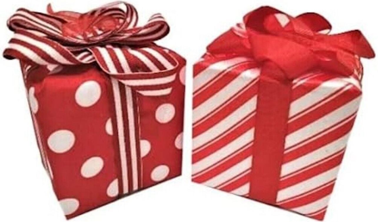 Christmas Holiday Red White Candy Cane Peppermint Present Tree Ornaments 2 Count