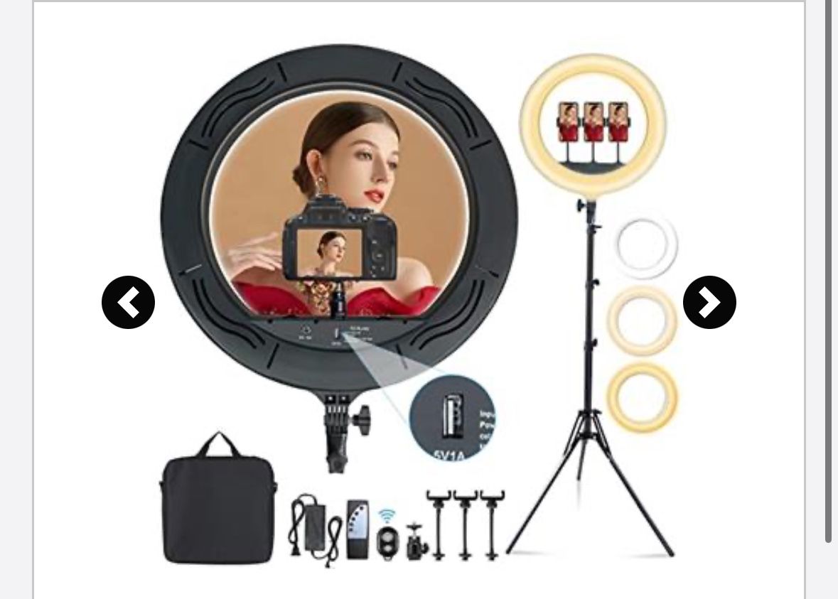 MOUNTDOG 18" Ring Light Kit 55W Bluetooth LED Ringlight Lighting with Tripod Stand Dimmable 3200K/5500K YouTube Circle Lighting Ringlights for Makeup 