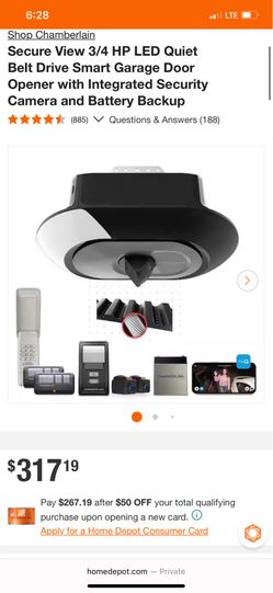 Garage Opener SUPER QUIET Chamberlain (Smart Camera) (Open with app)
