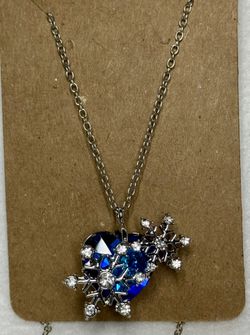 Blue Heart Snowflake Necklace