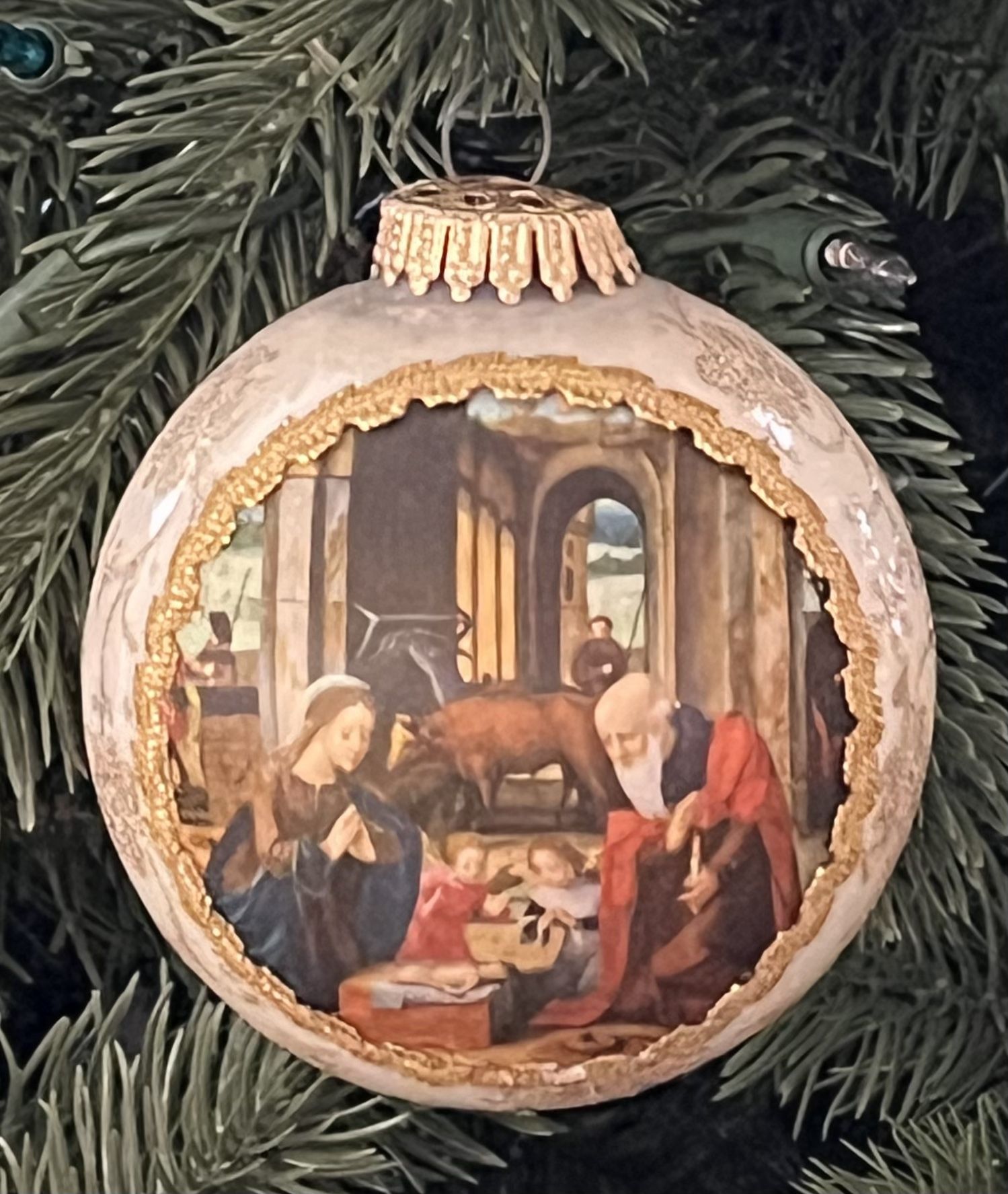 🎄Vintage Christmas by Krebs Masters on Silk Ornament (Holy Family)