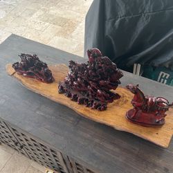Set Of 3 Resin Horse Theme Sculptures