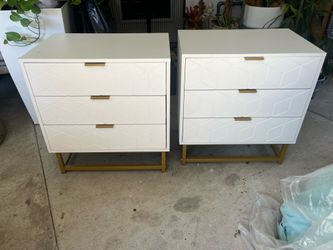 White Dressers with Geometric Designs