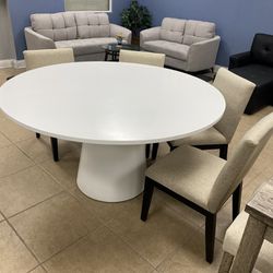 Brand New White Round Dining Table 59 Inches Diameter 