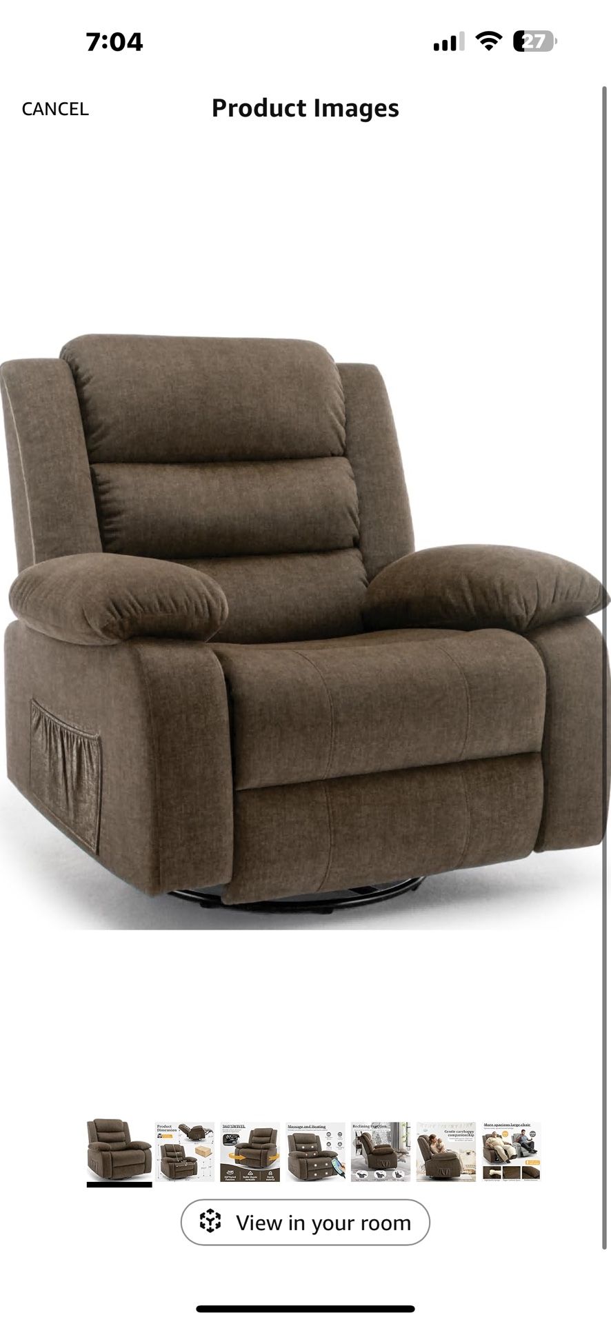 New in box Recliner Chair, Wide Rocker Chair, Rocking Chair with Massage and Heat,360°Swivel Nursery Rocking Chairs, Oversized Recliner for Adults, Ca