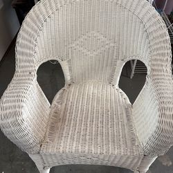 Vintage White Rattan Rocking Chair.