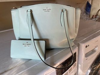 Kate Spade Monet Large Triple Compartment Tote & Matching Wallet Set - Mint / Cloud Mist