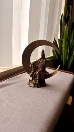 Crescent Moon- Kwan Yin Buddhist Goddess of Compassion Sculpture