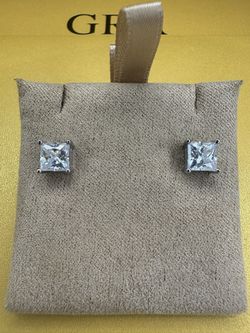 Moissanite Square Princess Earrings – 2.0ct, S925, GRA VVS1