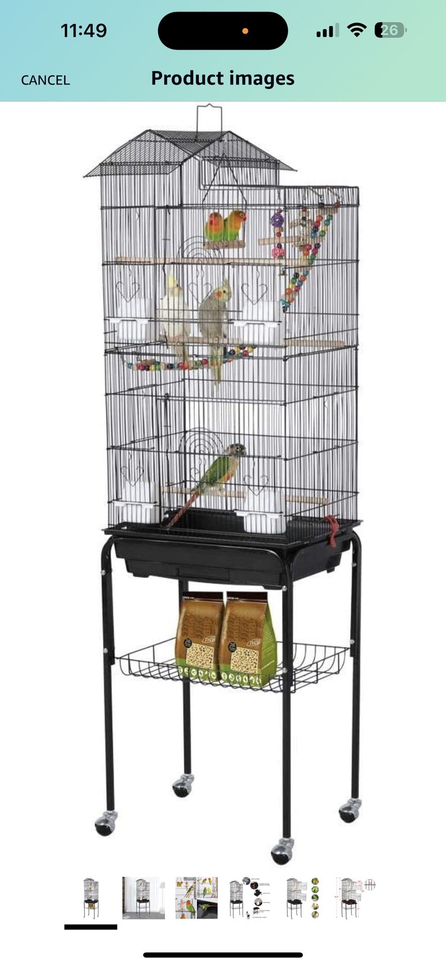 Roof Top Large Flight Parakeet Parrot Bird Cage with Rolling Stand for Parakeets Cockatiels Lovebirds Finches Canaries Budgie Conure Small Parrot Bird