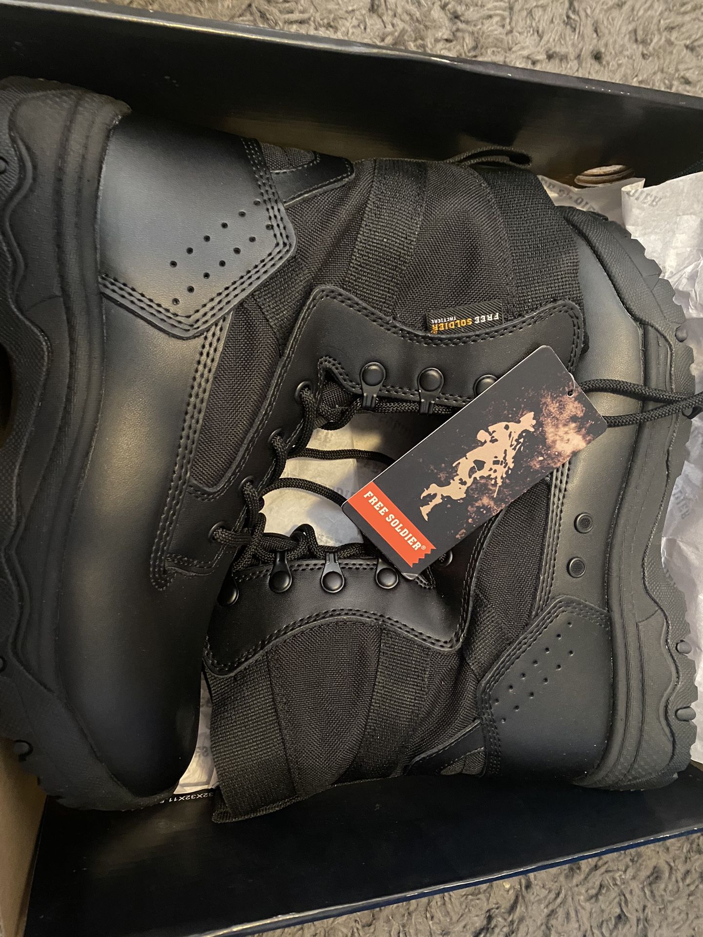 Free Soldier Men’s Black Tactical Leather Desert Boot Sz8