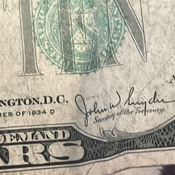Old 10$ Bill From 1934